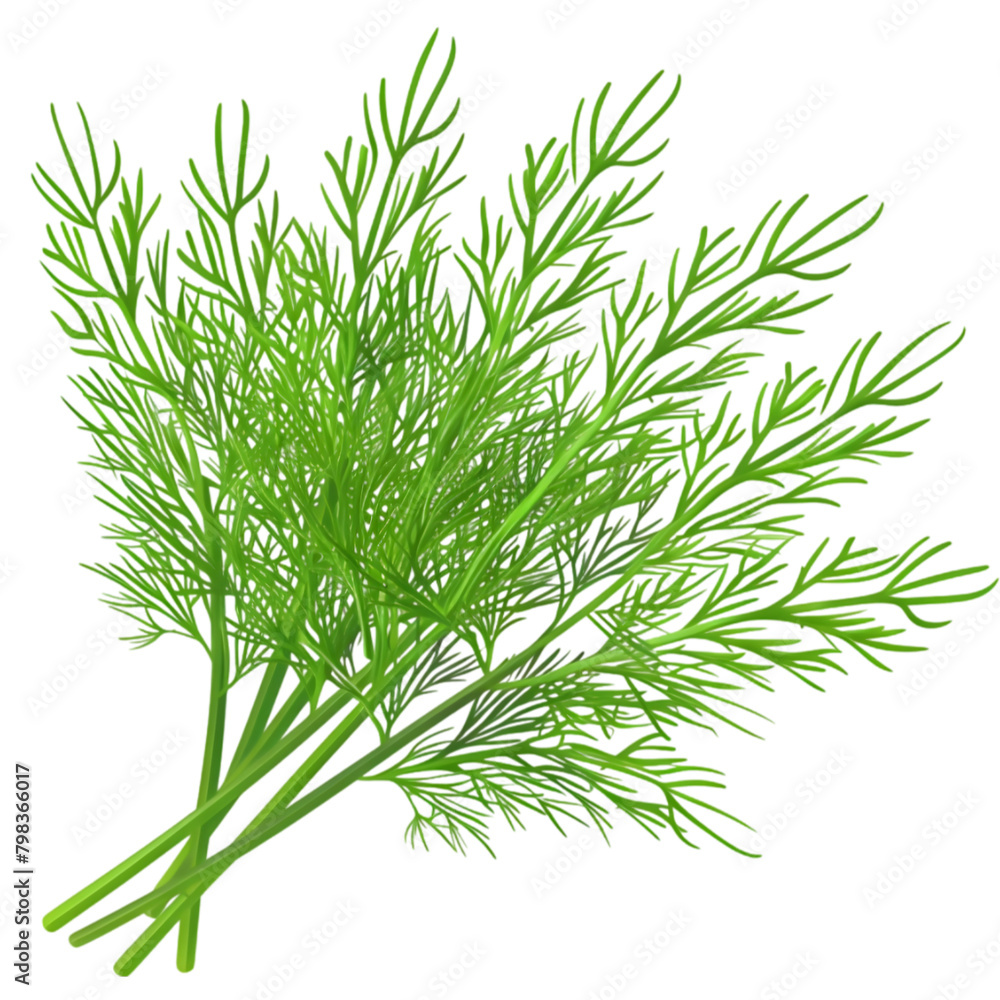 A fresh bunch of dill, its feathery leaves delicate and detailed, transparent background, PNG Cutout A fresh bunch of dill, its feathery leaves delicate and detailed, transparent background, PNG Cutout