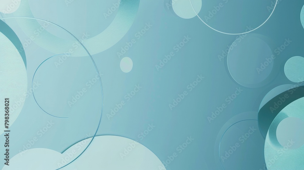 Generate a minimalist design with a clean, simple, blue background adorned with geometric circles and smooth lines