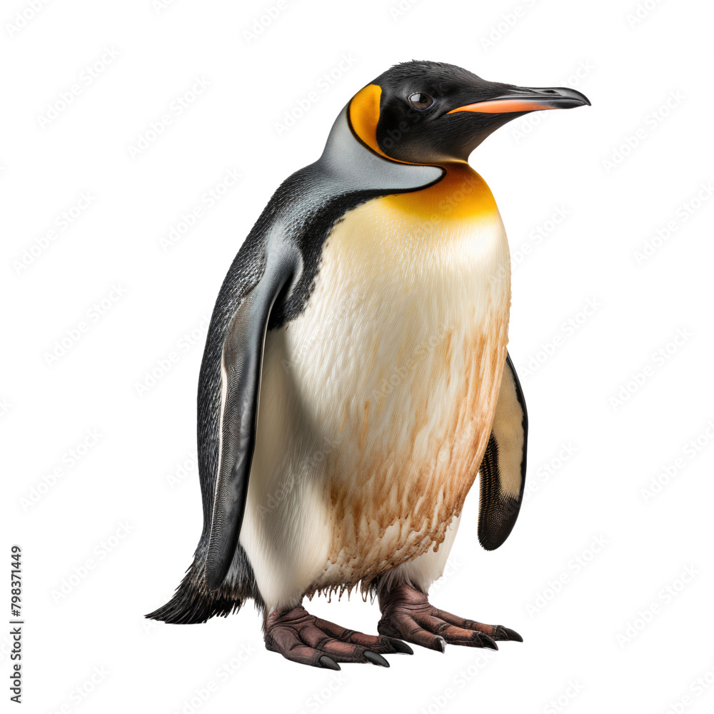 Fototapeta premium Penguin standing isolated on white, cut out transparent