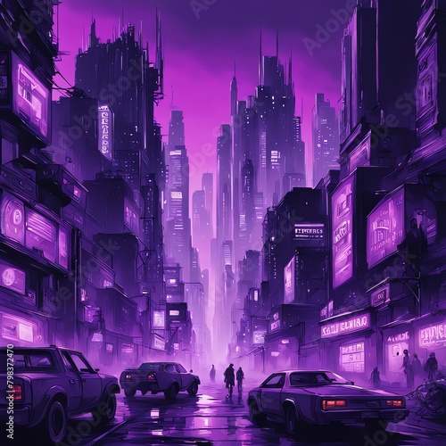 Generative AI. Gritty Cyberpunk Cityscape Infused With Retro Flair T-shirt Design 