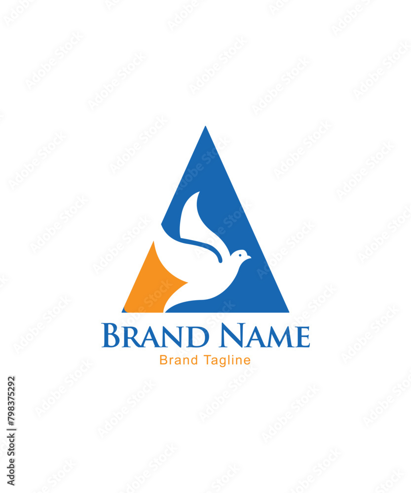 Bird in triangle background logo icon design template Bird in triangle background logo icon design template