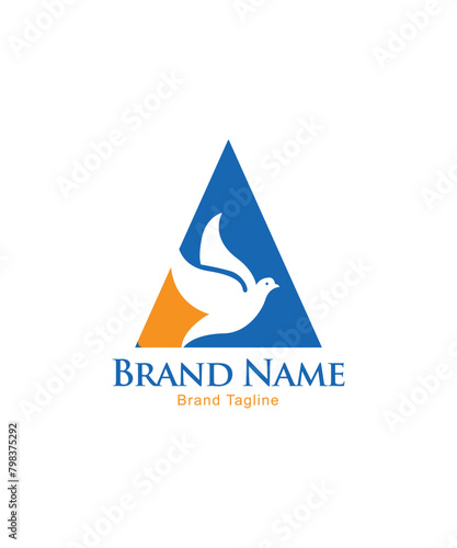 Bird in triangle background logo icon design template