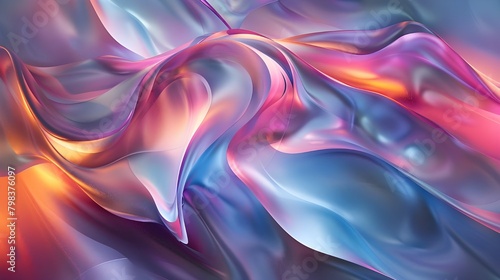 Abstract background with wave-like structure pattern iridescent foil texture, modern pastel colored, sense of fluidity 80s Synthwave retro style.