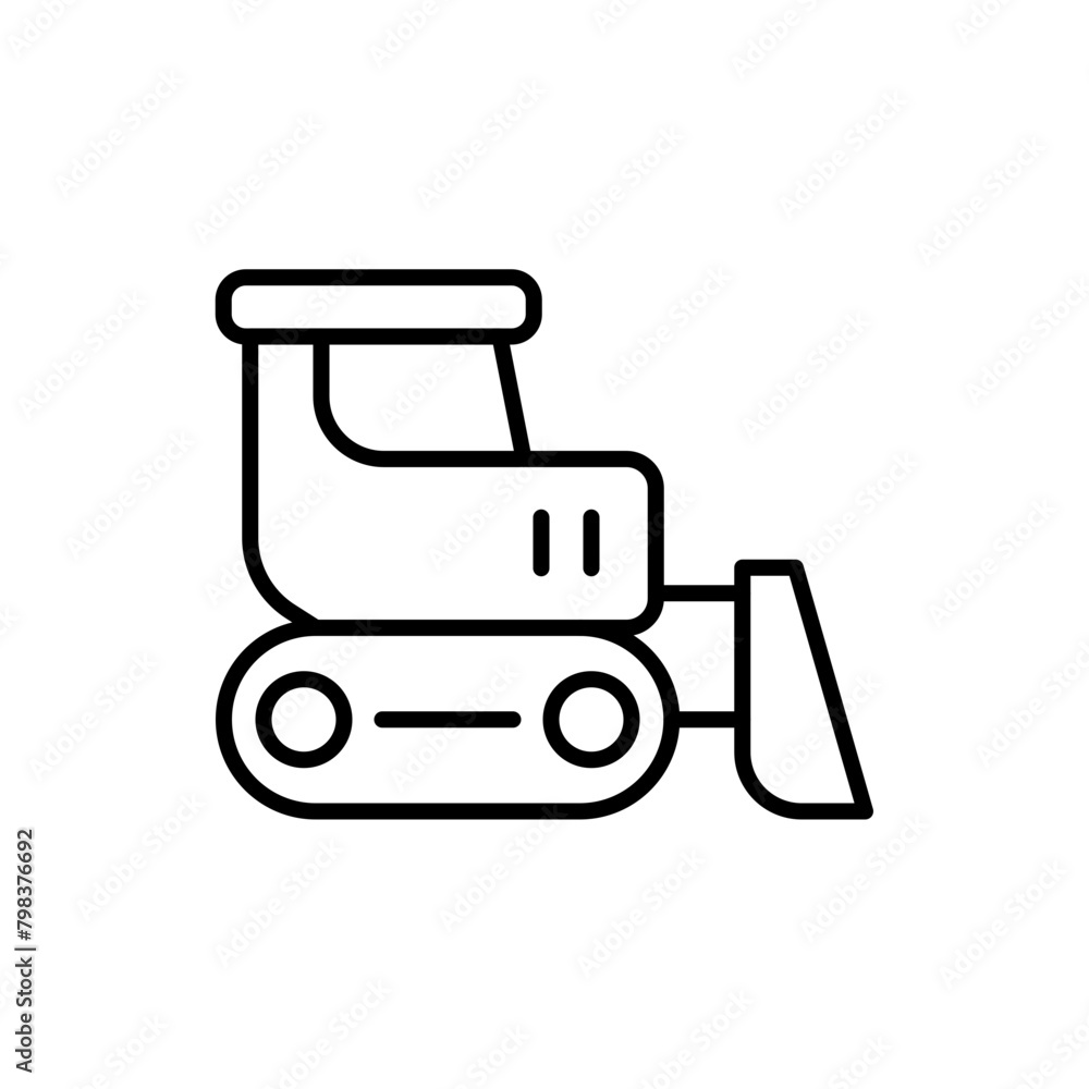 Bulldozer outline icons, minimalist vector illustration ,simple transparent graphic element .Isolated on white background