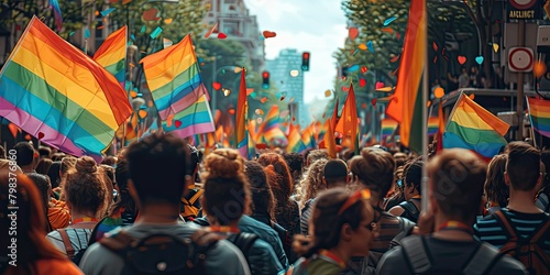 gay pride parade in a city