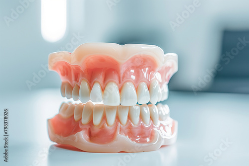 dentures on the table white background