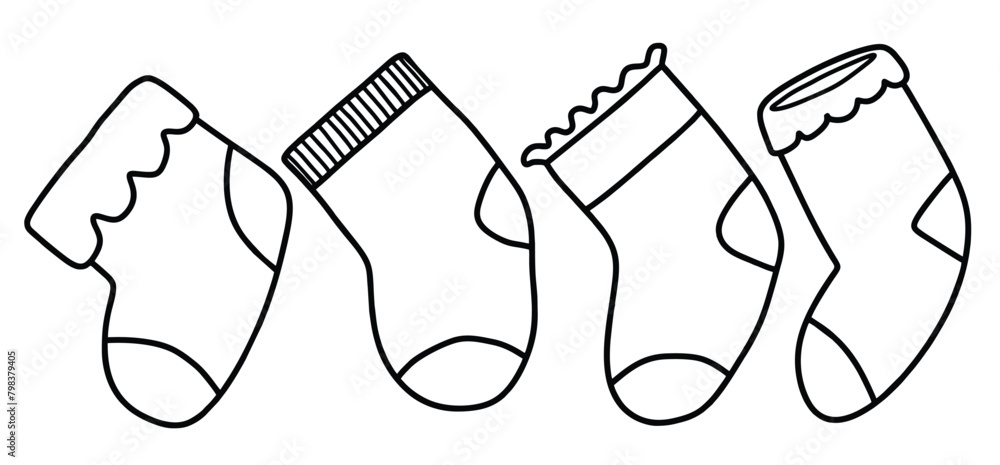 Cute socks for little baby hand drawn outline doodle icon. Cute socks for little baby hand drawn outline doodle icon.