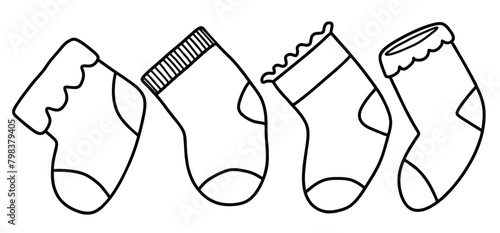 Cute socks for little baby hand drawn outline doodle icon. © dwi