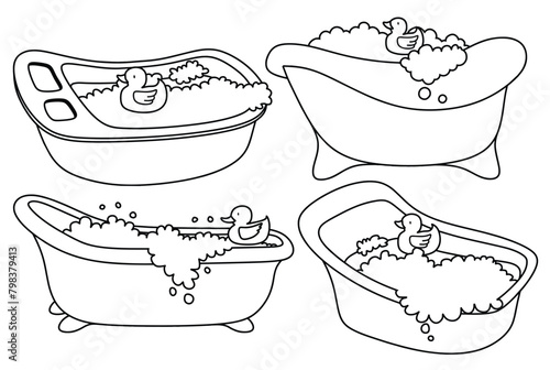 Inspired cute Baby bathtub Doodle set.
