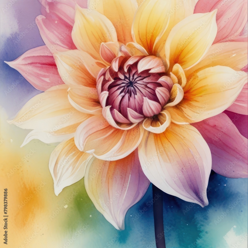 abstract drawing watercolor background of dahlia abstract drawing watercolor background of dahlia