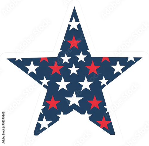Illustration star sticker with United States flag over isolated transparent background © LorenaPh
