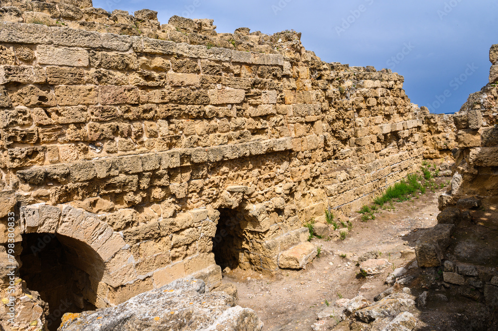 Panoramic view of the gymnasium at the ancient Roman city of Salamis near Famagusta, Northern Cyprus 4