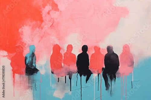 Group of people art abstract painting.