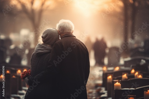 A moment of farewell, diving into the emotional depth of a funeral and farewell, where every tear and every word reflects the memory and respect for the one who has passed away photo