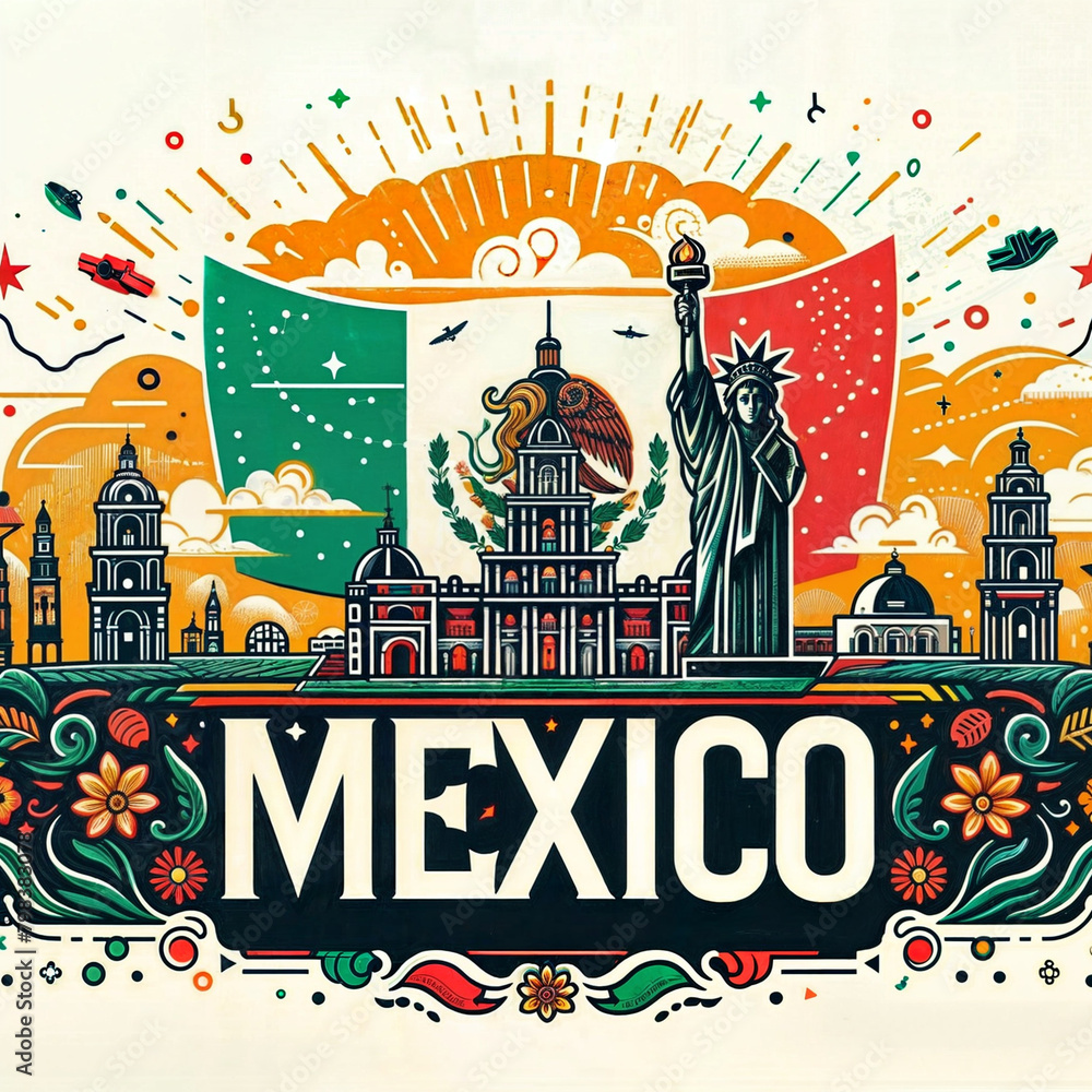 viva Mexico Independence Day poster with text Mexico Independence Day vector illustration design on isolated background with space for copy 