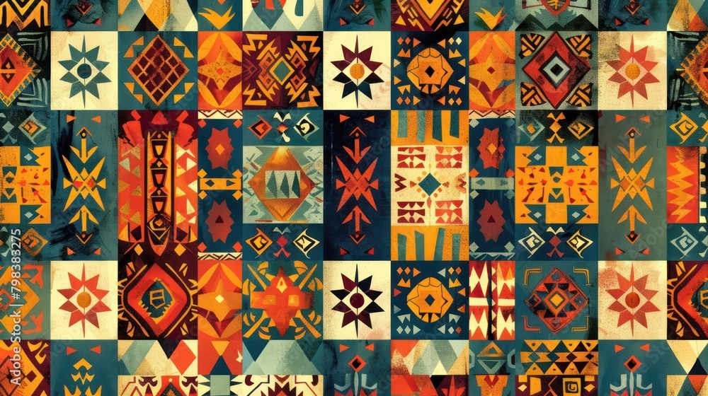 Fototapeta premium Batik painting background traditional with colorful abstract patterns, classic model.