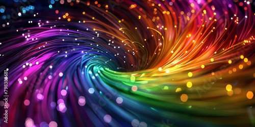 colored electric cables and optical fibers, background wallpaper