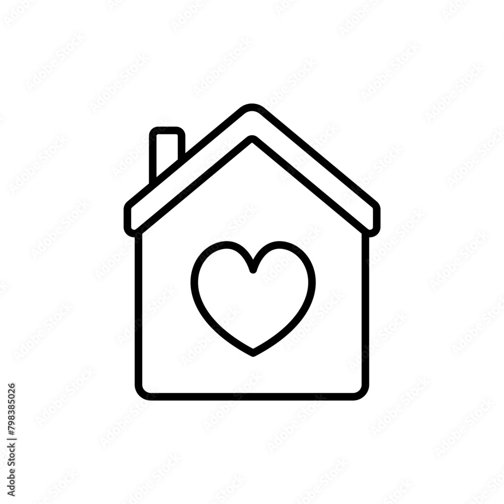 Love house outline icons, minimalist vector illustration ,simple transparent graphic element .Isolated on white background