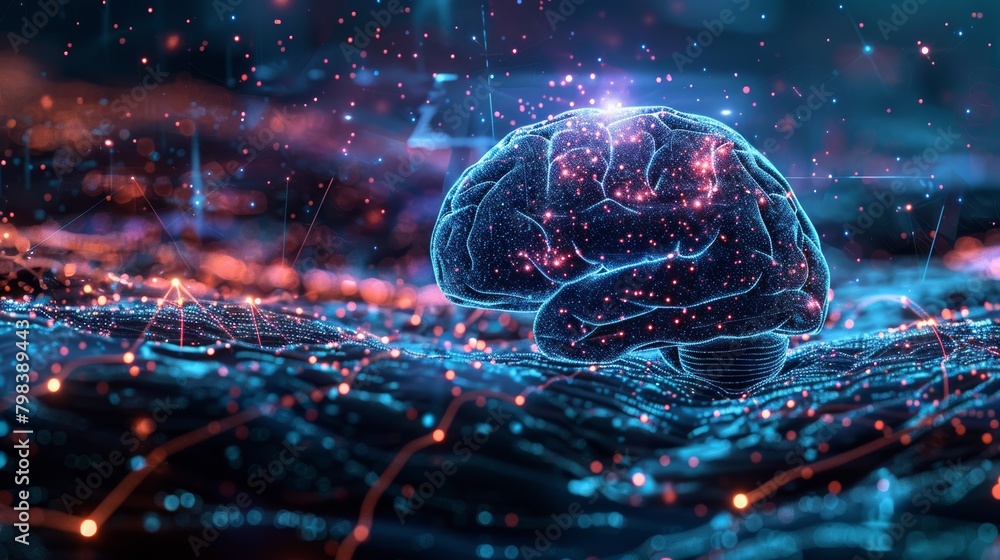 Futuristic visualization of an illuminated brain on a circuit board symbolizing advanced AI Futuristic visualization of an illuminated brain on a circuit board symbolizing advanced AI