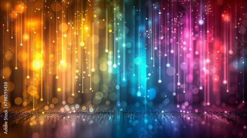 Glowing particle dots with colorful dots in abstract background, concept of light shining sparkling particles dots bokeh in blur color background,  © imtde.sign