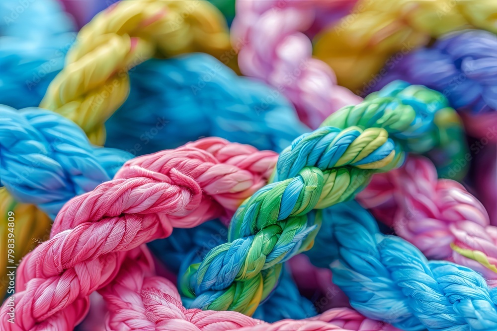 Colorful Braid Rope Unity Power: Central Solidarity and Diverse Strength