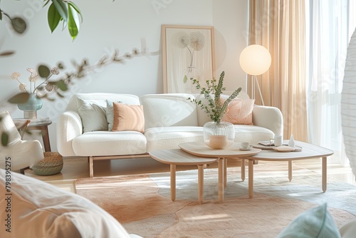 Natural Elements & Pastel Tones: Cozy Contemporary Living Space Aesthetics