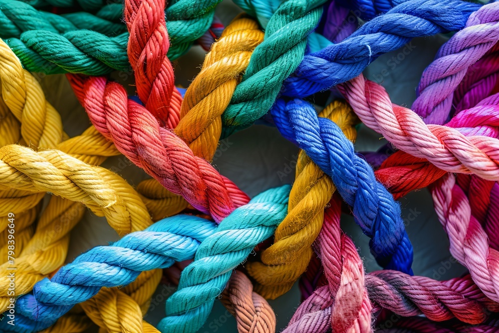 Colorful Rope of Unity: Diverse Partnership Strength in a Circular Group Visualizing Support and Cohesion