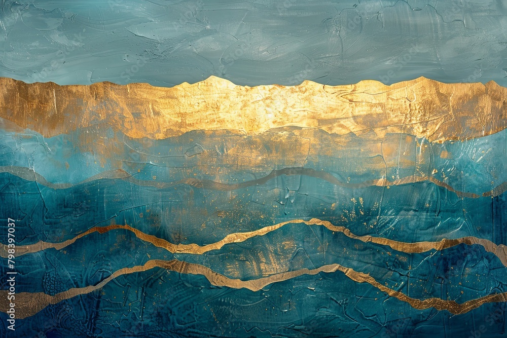 Elegant Golden Sunrise: Luxurious Velvet Ocean Art Elegant Golden Sunrise: Luxurious Velvet Ocean Art