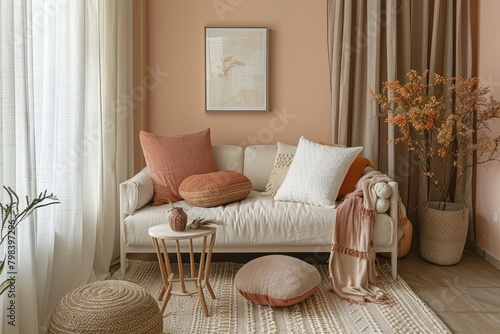 Peachy Elegance  Modern Decor Infused with Natural Vibes in Peach and Beige Tones