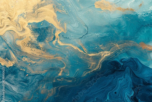 Wallpaper Mural Golden Cerulean Luxe: Sophisticated Noise of Vibrant Azure Space Torontodigital.ca