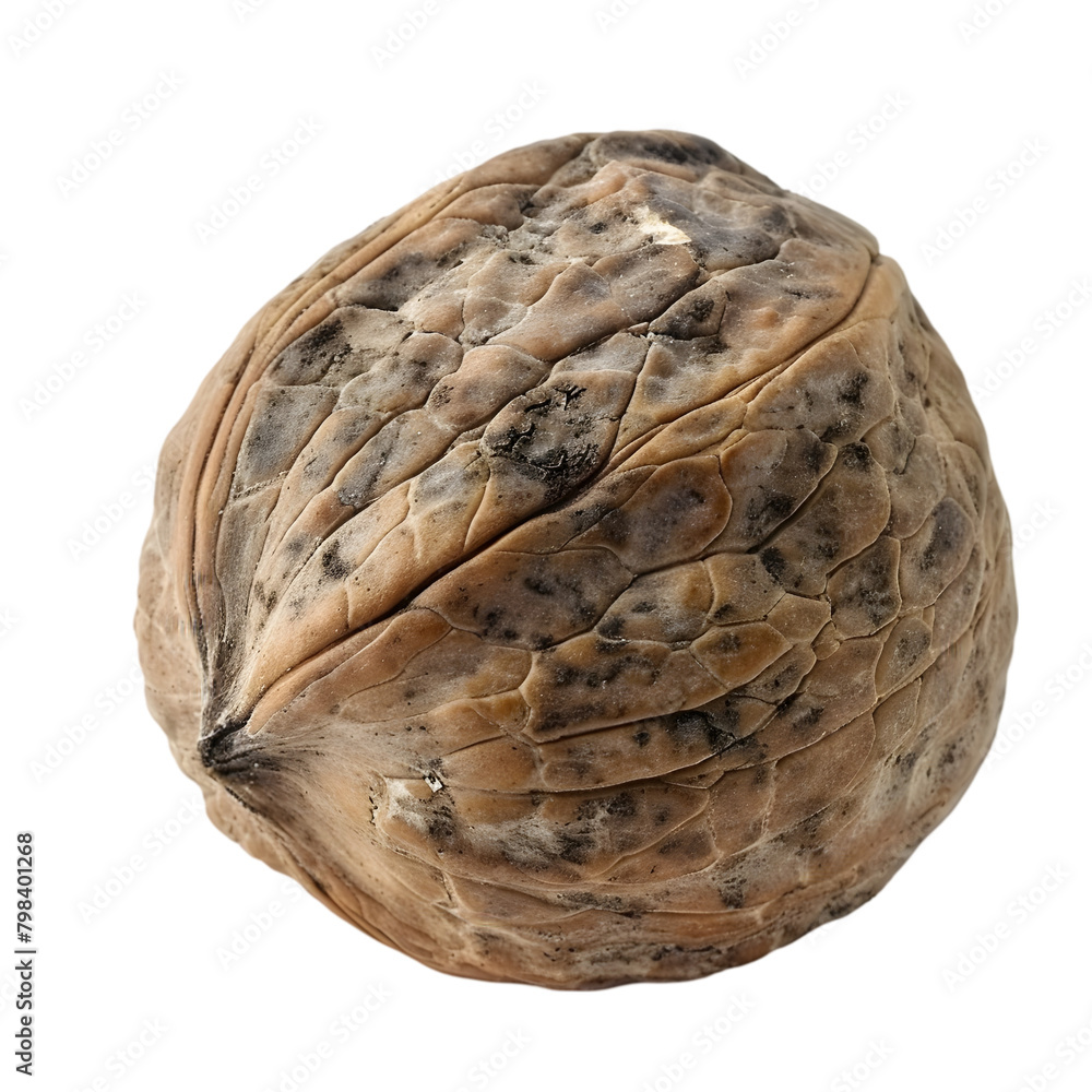 A single shelled walnut with a rich texture, transparent background, PNG Cutout A single shelled walnut with a rich texture, transparent background, PNG Cutout