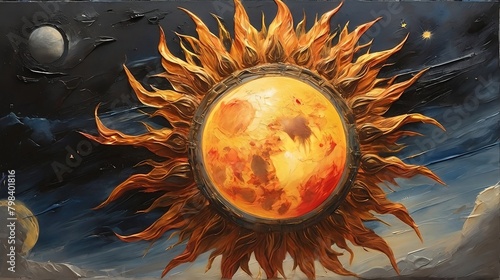 Art paint of the sun on a sky background © Vishani 