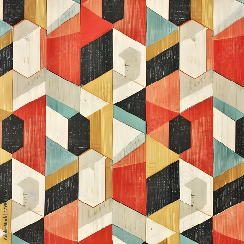vintage geo geometric pattern abstract colorful background
