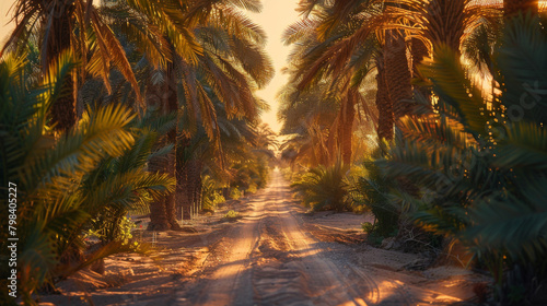 A road with palm trees on either side