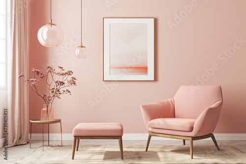 Peachy Modern Elegance  Stylish Pastel Decor for Trendy Interior Featuring Eco-Friendly Furniture
