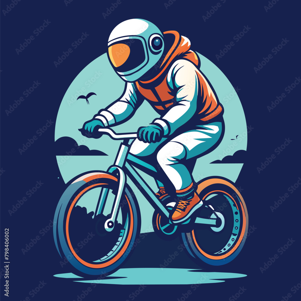 Fototapeta premium astronaut riding bmx vector illustration