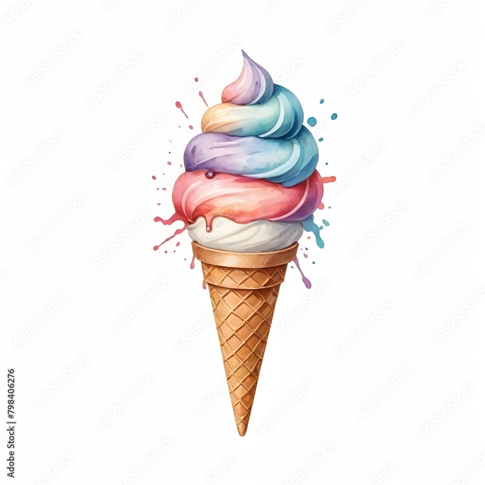 Ice Cream Symbol Digital Painting Isolated Sweet Illustration Summer Background Candy Design Ice Cream Symbol Digital Painting Isolated Sweet Illustration Summer Background Candy Design