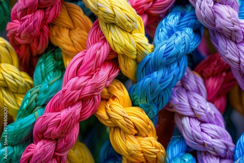 Vibrant Team Diversity: Empowering Unity Through Multicolored Rope Strength