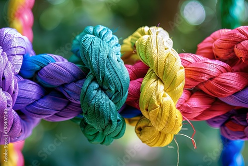 Empowering Unity: Colorful Rope Representing Support in Partner and Team Relationships