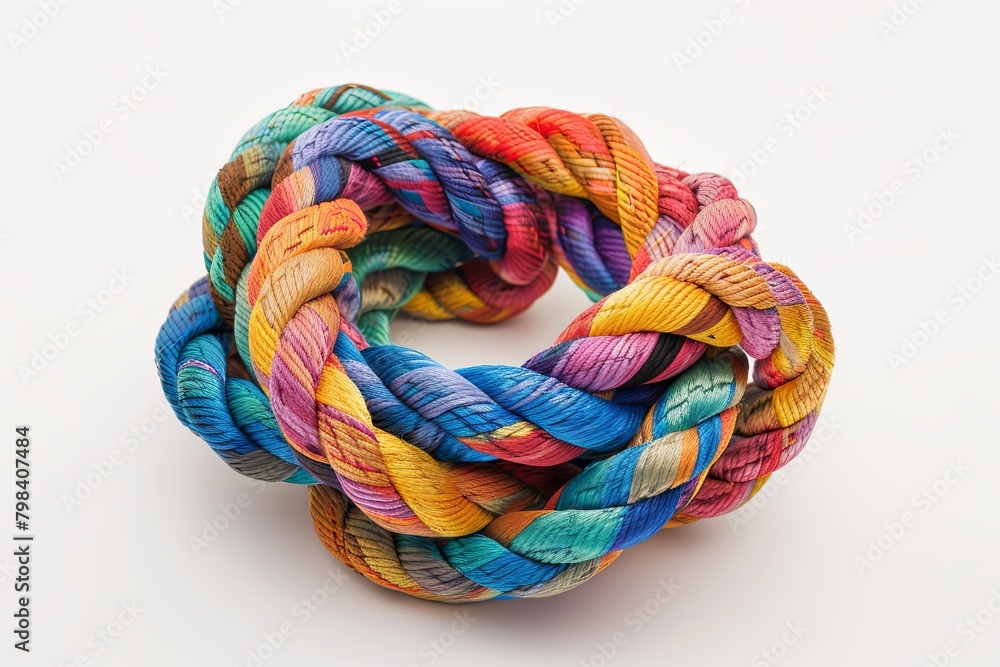 Multicolored Braided Rope of Team Support and Solidarity