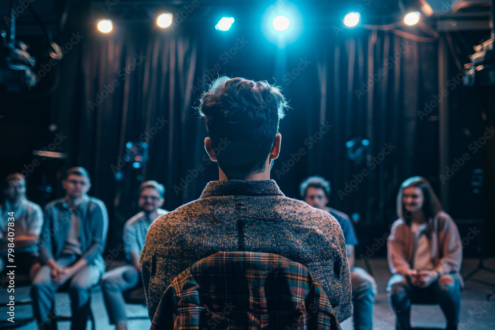 Speaker Facing Audience During Interactive Workshop in Spotlight
