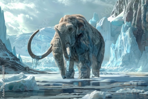 Majestic Ancient Ice Age Mammoth ice elephant wildlife.