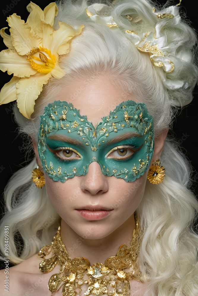 portrait of a woman with a mask portrait of a woman with a mask