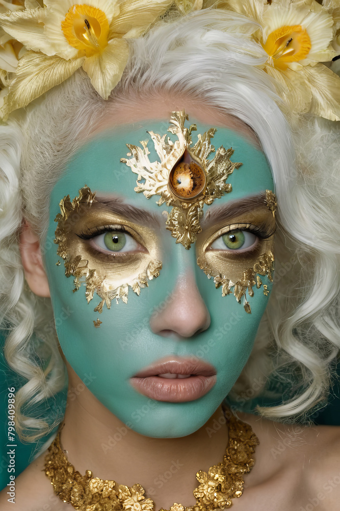 portrait of a woman with a mask portrait of a woman with a mask