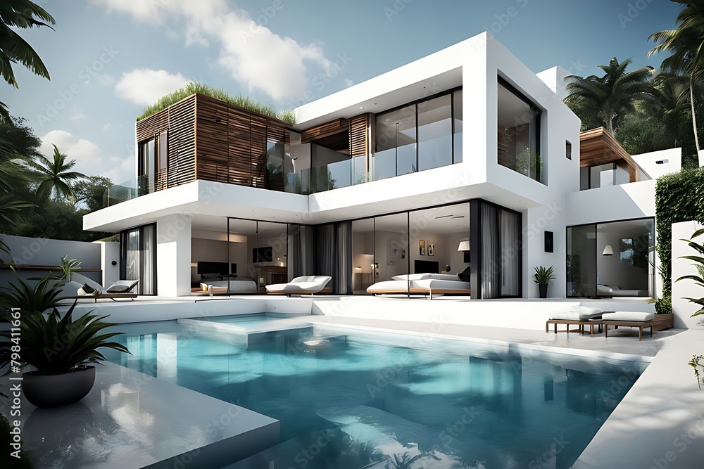 Design house modern villa with open plan living and private bedroom wing large terrace with privacy
Design house modern villa with open plan living and private bedroom wing large terrace with privacy