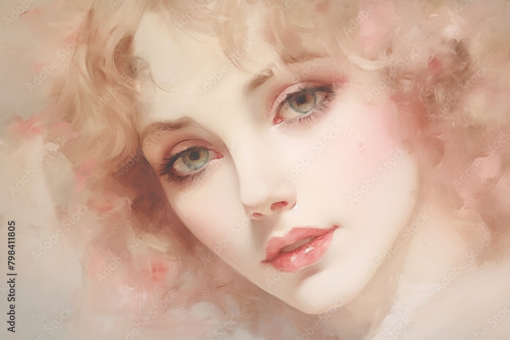 Close up pale cosmetic painting photography portrait.