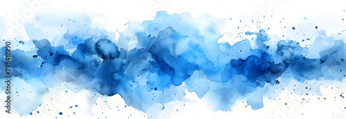 watercolor blue brush stroke on white background  flat design