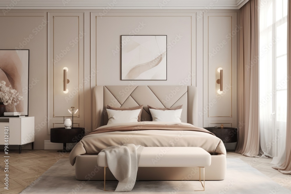 Fototapeta premium Luxury bedroom interior design.