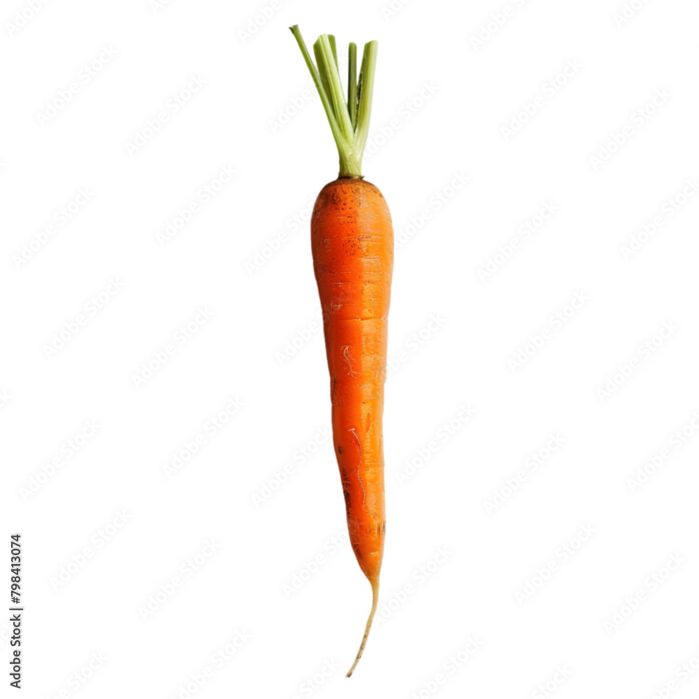 A vibrant carrot with a fine texture of its skin, transparent background, PNG Cutout A vibrant carrot with a fine texture of its skin, transparent background, PNG Cutout