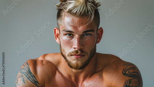 Elevated Style: Muay Thai Athlete's Pompadour, High Rise: Pompadour of White Fighter, Elevated Elegance: Pompadour for Muay Thai, Refined Pompadour: White Fighter's Style photo
